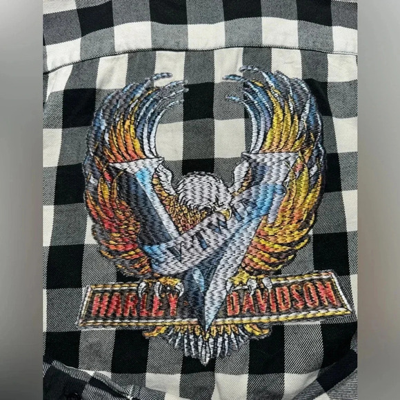 Harley Davidson V Twin Buffalo Check Plaid Button Up - Picture 6 of 6